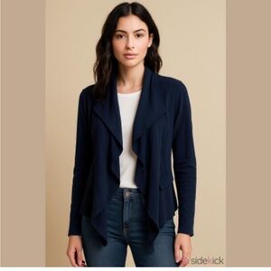 St. John‎ Collection Draped Open Front Cardigan Women’s 14 Blue Wool Old Money